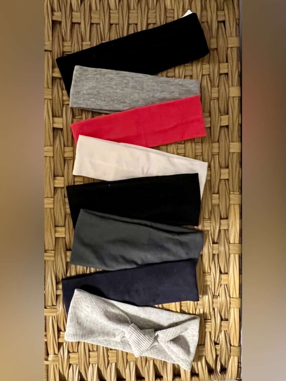 8 Cotton Stretch Headbands - Multi-Color Pack (Black, White, Gray, Pink, Navy)